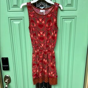 435 Girls Size 12 Floral Red Sleeveless Dress